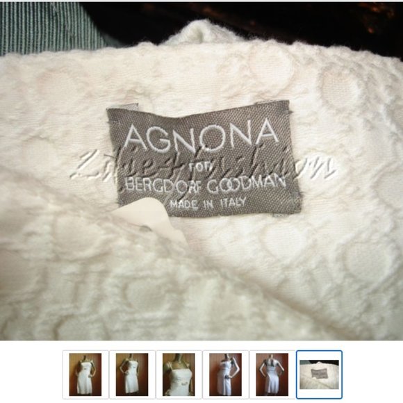 NWT AGNONA White Textured Sheath Shell Belt Strapless Cotton Dress 2 - Picture 6 of 6